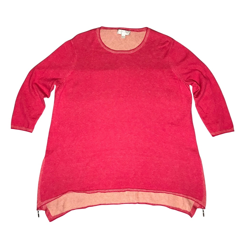 Nordstrom Collection Silk‎ Cashmere Pink Tunic Sweater Zip NC286596MI Womens Lg
